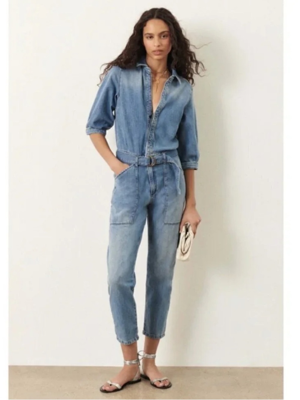 Ba&sh blue denim the lady jumpsuit